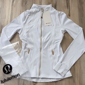 lululemon athletica White Performance Zip-Up Blazer with Gold Hardware